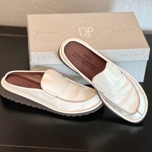 Donald J. Pliner Ulrike White Patent Leather Loafers - Size 7.5